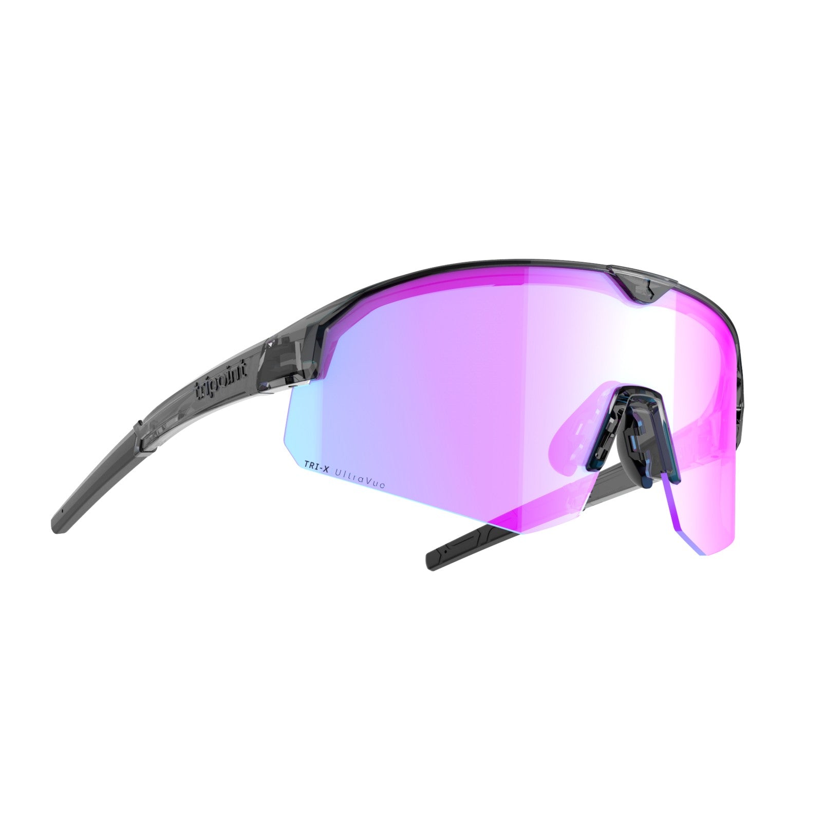 Tripoint 005 Lake Victoria high contrast sport sunglasses, clear black frame w/ purple lens