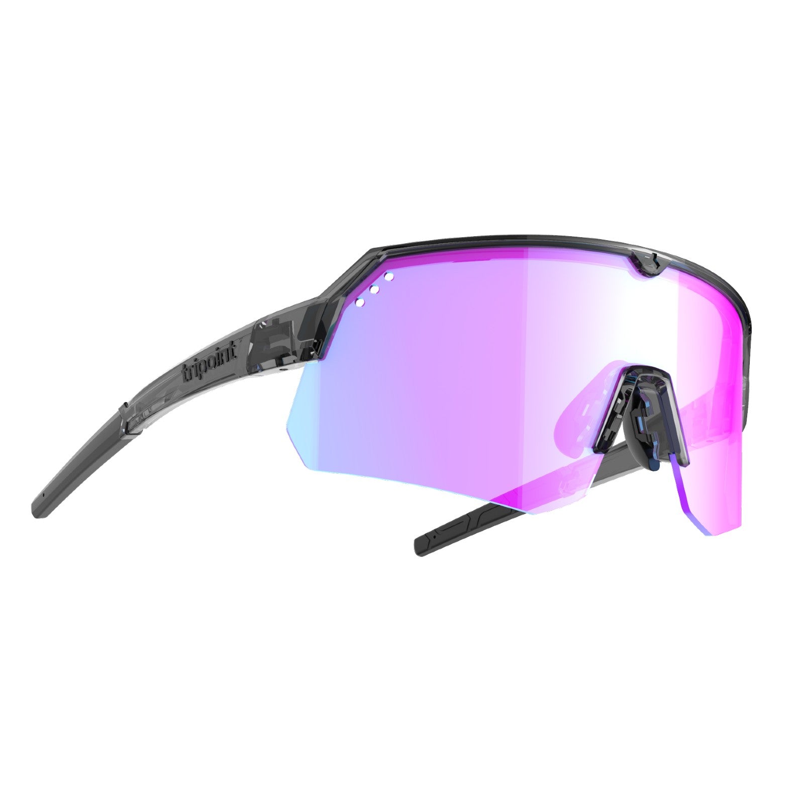 tripoint 001 treriksroset sunglasses, clear black frame, violet blue UltraVue lens