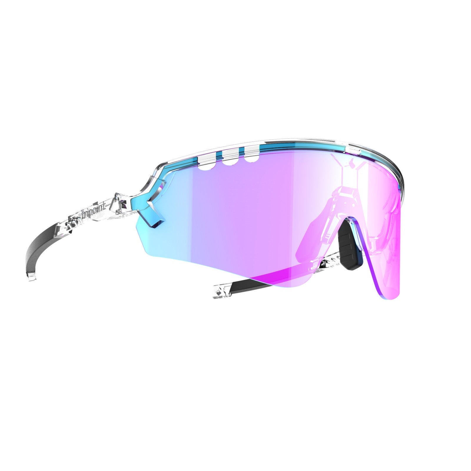 tripoint 007 chobe UltraVue sunglasses, clear frame, purple blue lens