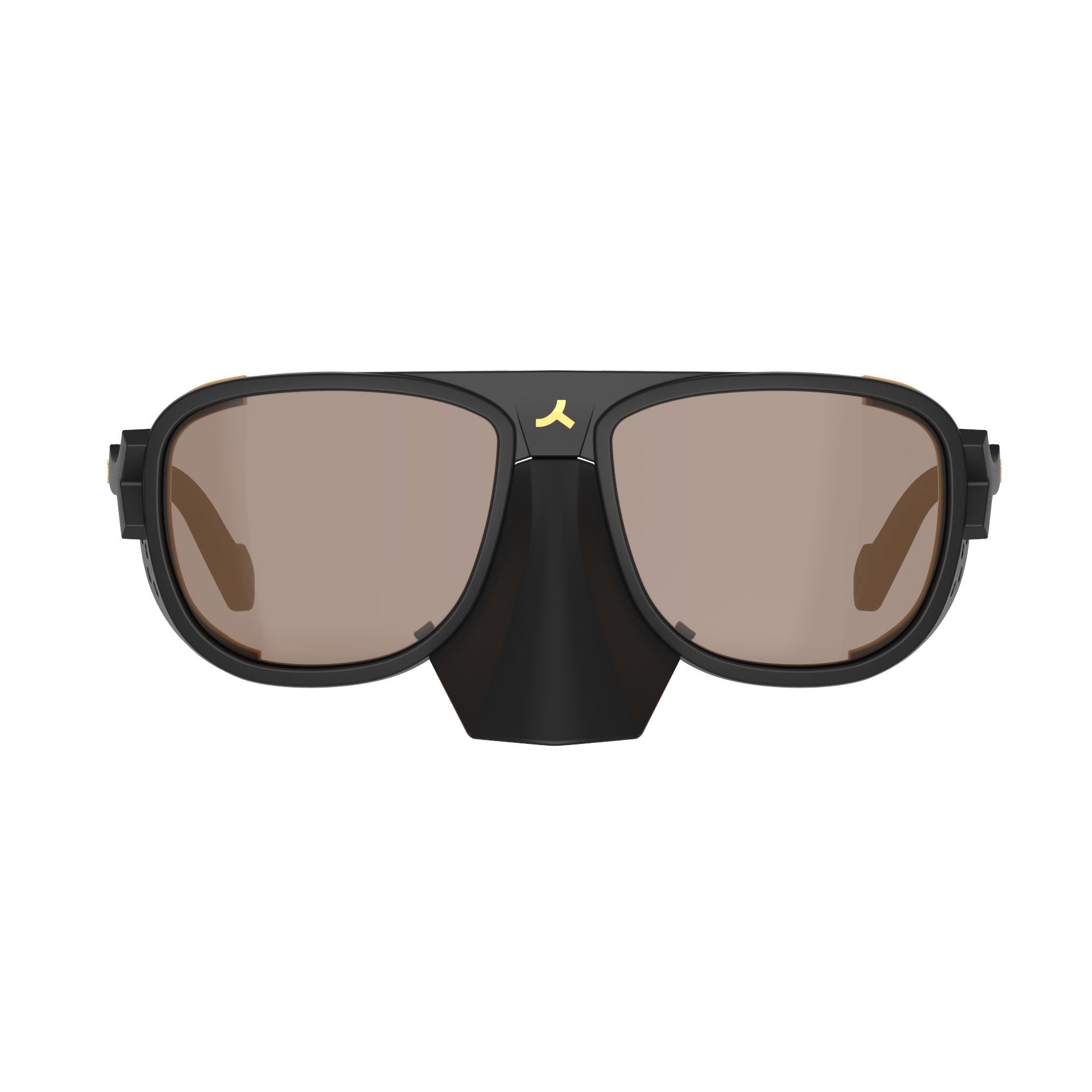 Front view of black/brown Tripoint 010 high altitude sport performance sunglasses