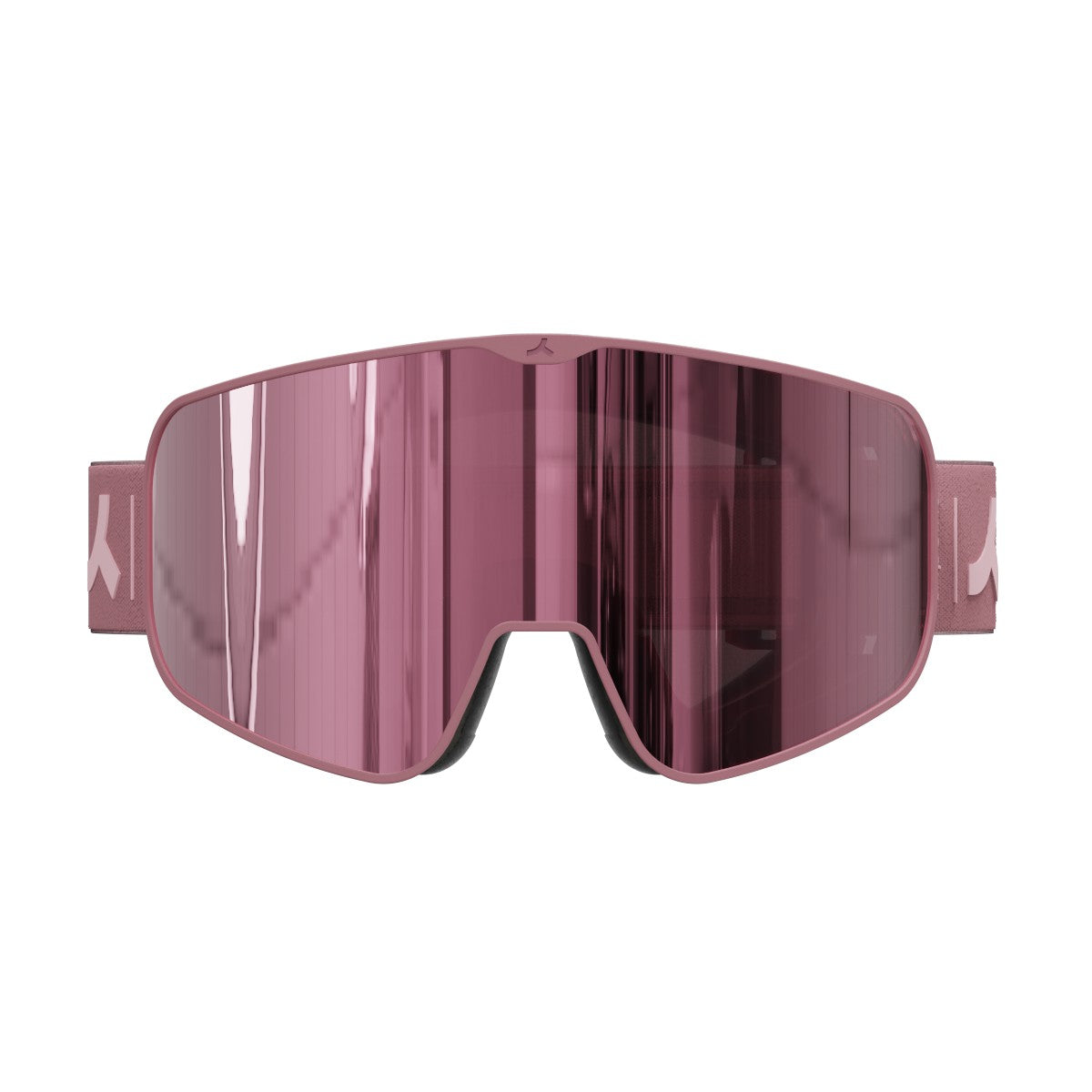 Front view of Tripoint 110 Tumba Peak small ski goggles in burgundy/pink