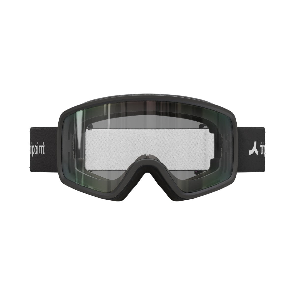 Front view of tripoint 114 Mount Roraima kids ski goggle, black with clear lens