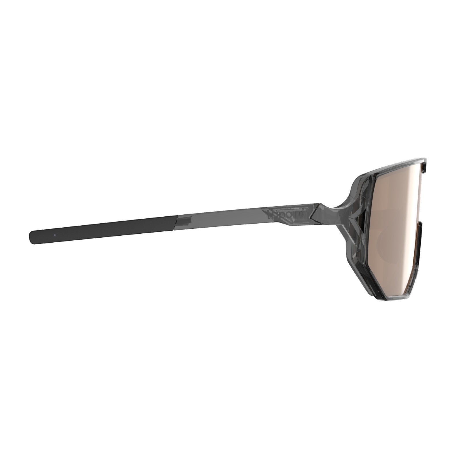 Side view of polarized tripoint 003 reschen sunglasses, clear black frame 