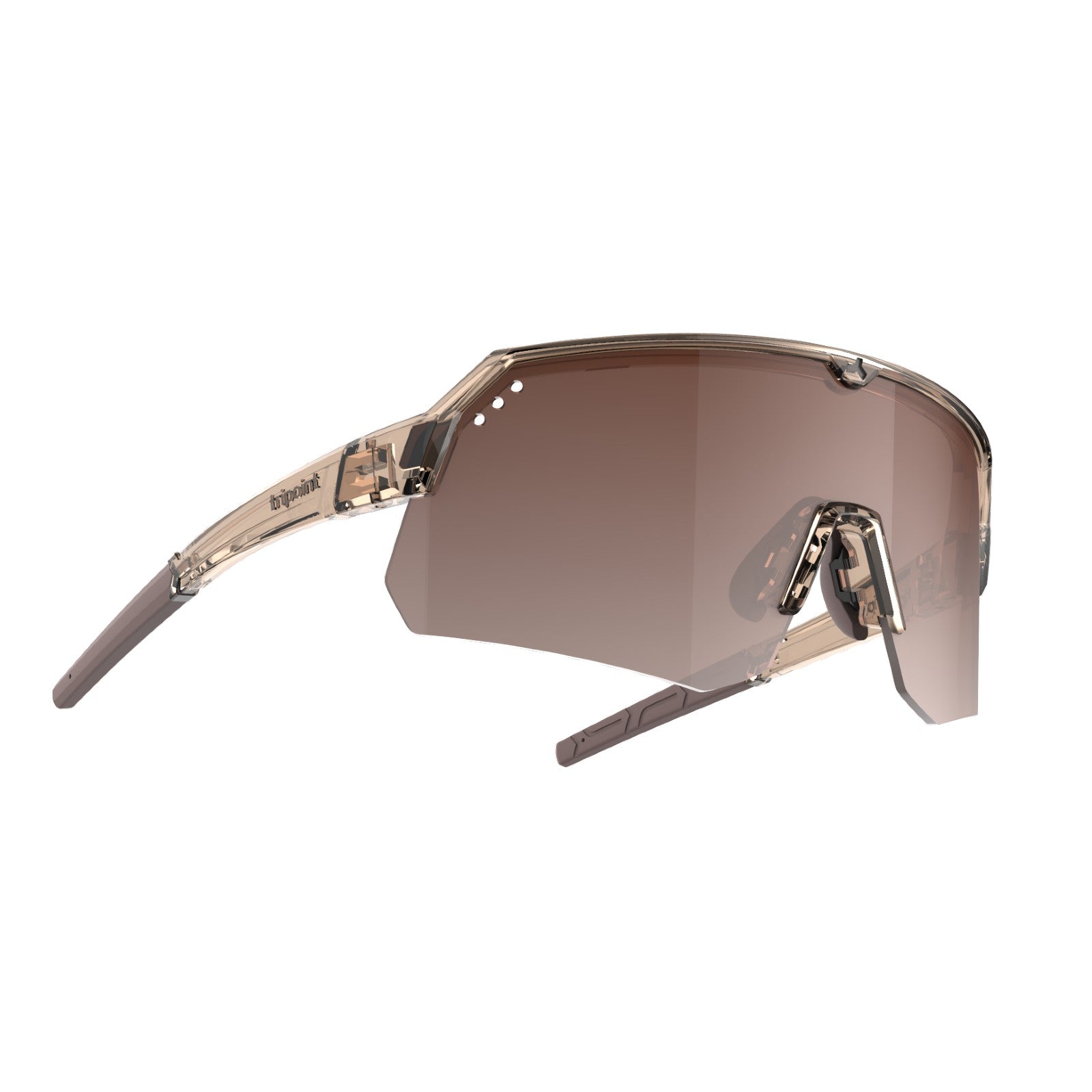 tripoint 001 treriksroset sunglasses, clear brown frame, gradient brown lens